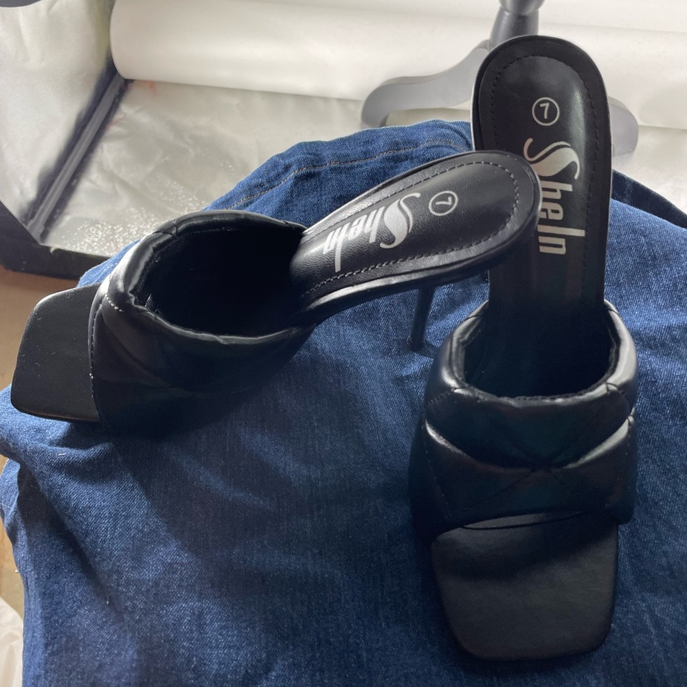 Square toe single strap mule high heels - Picture 4 of 5
